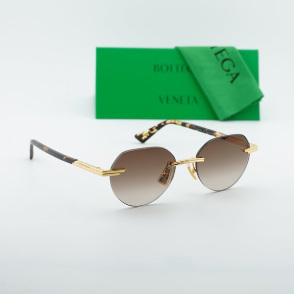 Bottega Veneta BV1379S 003 Square Sunglasses - Shiny Gold\\Gradient Brown main image 5